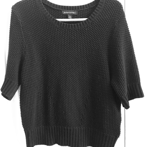 Banana Republic Sweaters - Banana Republic black heavy short-sleeved sweater